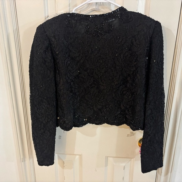 Vintage sequin glitter sparkle jacket black long sleeve - Picture 10 of 11